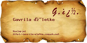 Gavrila Életke névjegykártya